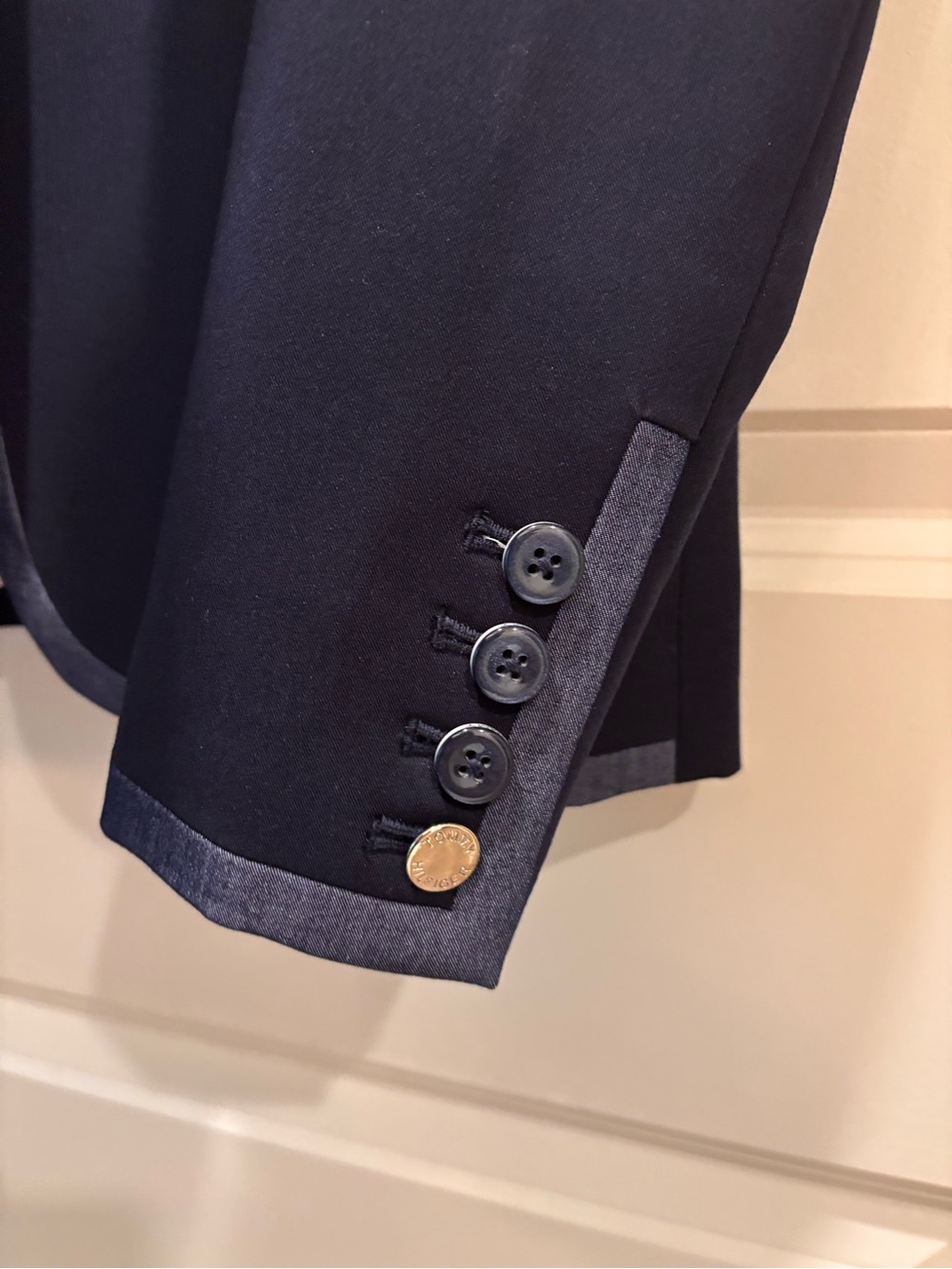 Tommy Hilfiger Navy Blazer with Red Trim and Chambray Piping - Picture 3 of 5